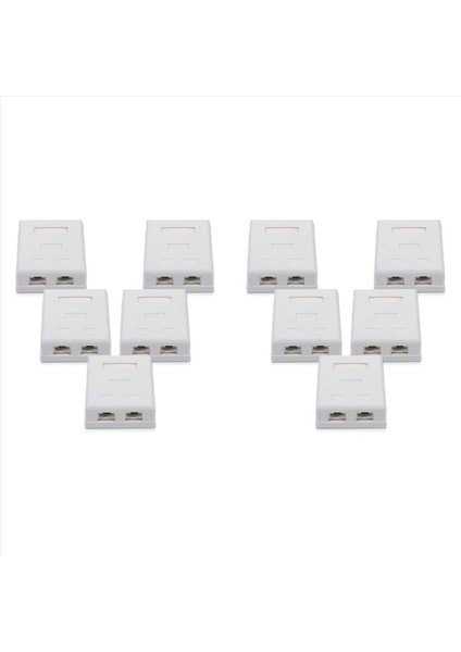 10X RJ45 Ağ Soketi - Korumalı Yüzeye Bağlı Çift Duvar Soketi CAT6A Ethernet Lan Kablo Bağlantı Noktası (Yurt Dışından)