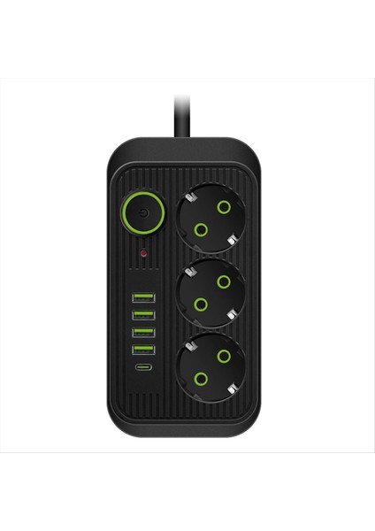 Siyah 2m Ab Fiş USB ile Çok Standart Soket Uzatma Kablosu Güç Şeridi (Yurt Dışından)