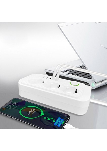 Siyah 2m Ab Fiş USB ile Çok Standart Soket Uzatma Kablosu Güç Şeridi (Yurt Dışından) indirimleri