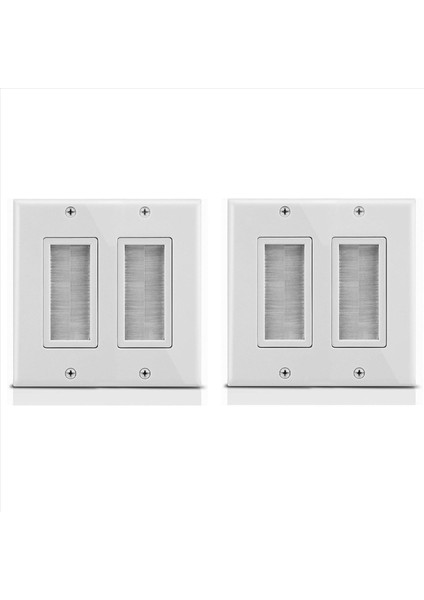 2x 2-Kanang Duvar Plakası Fırça Tarzı Açma Geçişi Düşük Voltajlı Kablo Plakası Hoparlör Kabloları Için Duvar Içi Montaj (Yurt Dışından)