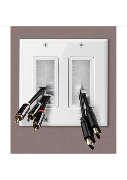 2x 2-Kanang Duvar Plakası Fırça Tarzı Açma Geçişi Düşük Voltajlı Kablo Plakası Hoparlör Kabloları Için Duvar Içi Montaj (Yurt Dışından) fırsatları