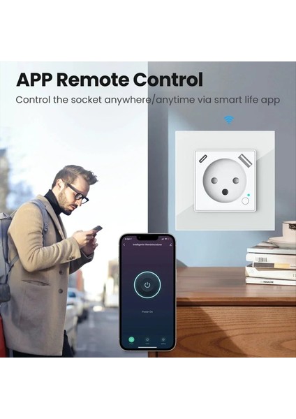 Wi-Fi Tuya Akıllı Duvar Soketi Güç Fiş Çıkışı USB Type-C Type PD20W Şarj Portu Alexa (Siyah) (Yurt Dışından) fiyatları
