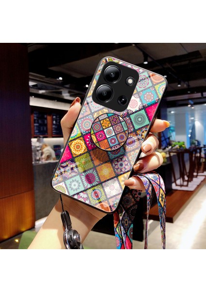 Xiaomi Redmi 15C Kılıf Destek Standı Etnik Desenli Temperli Cam Telefon Kılıfı ve Kayışı (Yurt Dışından) fiyatları