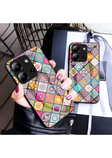 Xiaomi Redmi 15C Kılıf Destek Standı Etnik Desenli Temperli Cam Telefon Kılıfı ve Kayışı (Yurt Dışından) indirimleri
