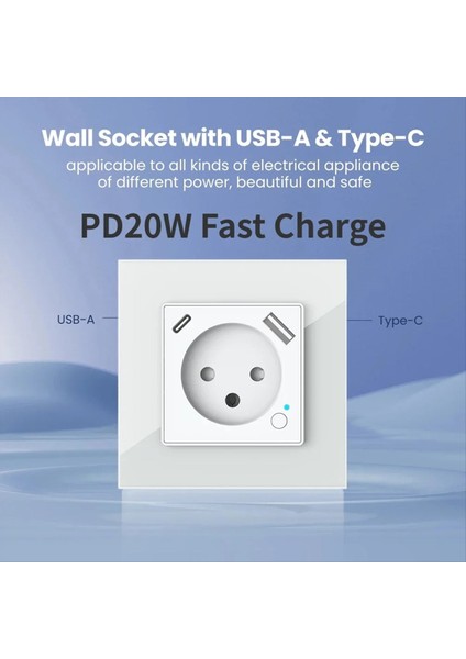 Wi-Fi Tuya Akıllı Duvar Soketi Güç Fiş Çıkışı USB Type-C Type PD20W Şarj Portu Alexa (Siyah) (Yurt Dışından) indirimleri