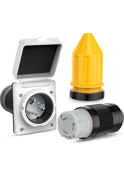 50AMP Rv Güç Giriş Outlet Shore Güç Kiti W/boot Kablosu Koruyucusu 125/250V Nema SS2-50P SS2-50R Twist Kilit Erkek Kadın (Yurt Dışından)