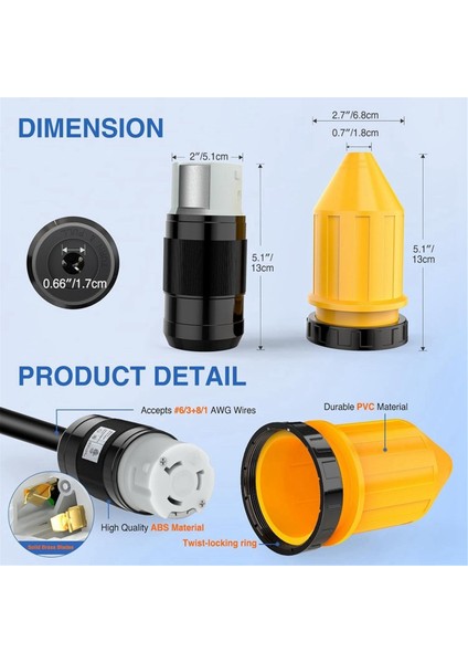 50AMP Rv Güç Giriş Outlet Shore Güç Kiti W/boot Kablosu Koruyucusu 125/250V Nema SS2-50P SS2-50R Twist Kilit Erkek Kadın (Yurt Dışından) fiyatları