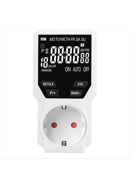 Dijital Zamanlayıcı Anahtarı Programlanabilir Zamanlama Soketi Outlet Cihazı Zaman Kontrolü Zamanlı Geri Sayım Ab Fişi (Yurt Dışından)