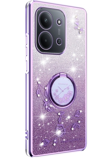 Xiaomi Redmi 15C Kılıf Halka Ayaklı Tpu Çiçekli Telefon Kılıfı Degrade Simli (Yurt Dışından) fiyatları