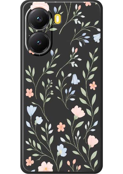 Xiaomi Poco X7 Pro Kılıfı Pembe Mavi Çiçek Desenli Baskı Düz ​​kenar Tpu Telefon Arka Kapağı (Yurt Dışından)