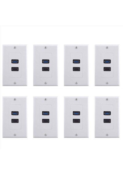 8x 2port Hdmı+Usb 3 0 Dişi Duvar Yüz Plakası Paneli Çıkış Soketi Genişletici Beyaz (Yurt Dışından)