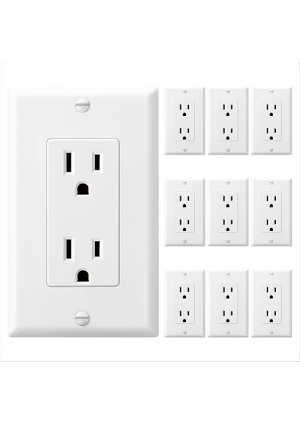 Duvar Plakalı 10 Paket Kurcalamaya Dayanıklı Elektrik Priz Dekoratör Priz 15A 125V Kendi Kendine Yerleşim (Yurt Dışından)