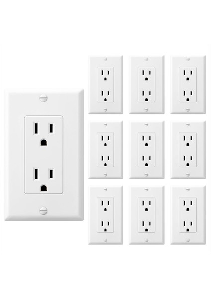 Duvar Plakalı 10 Paket Kurcalamaya Dayanıklı Elektrik Priz Dekoratör Priz 15A 125V Kendi Kendine Yerleşim (Yurt Dışından) fiyatları