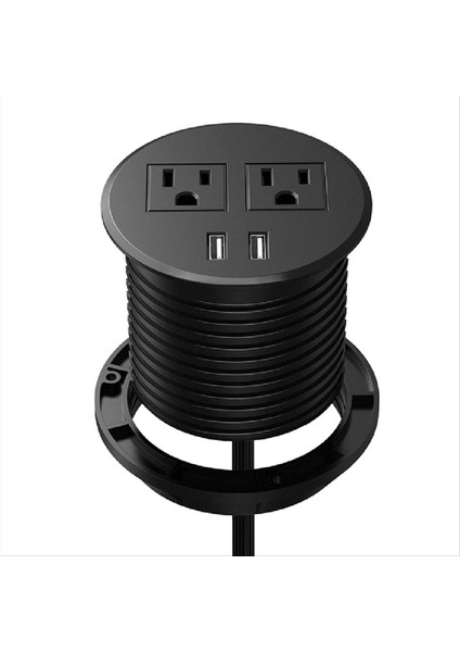 Masaüstü Masaüstü Için USB ile Güç Groması 2 Ac Çıkışı ve 2 USB Bağlantı Noktası ile Güç Veri Çıkışı Siyah Bir Abd Fişi 2usb (Yurt Dışından)
