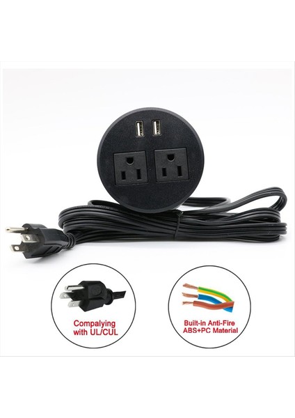 Masaüstü Masaüstü Için USB ile Güç Groması 2 Ac Çıkışı ve 2 USB Bağlantı Noktası ile Güç Veri Çıkışı Siyah Bir Abd Fişi 2usb (Yurt Dışından) fiyatları