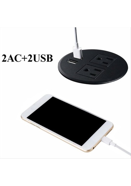 Masaüstü Masaüstü Için USB ile Güç Groması 2 Ac Çıkışı ve 2 USB Bağlantı Noktası ile Güç Veri Çıkışı Siyah Bir Abd Fişi 2usb (Yurt Dışından) fırsatları