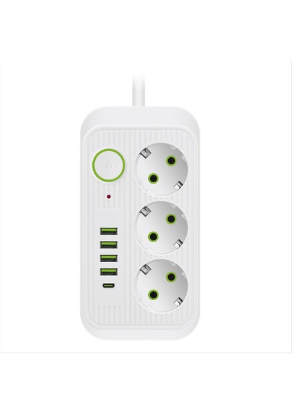 Beyaz 2m Ab Fiş USB Tip C Tipi Hızlı Şarj Ağı Filtre Adaptörü ile Çok Standartlı Soket Uzatma Kablosu Güç Şeridi (Yurt Dışından)