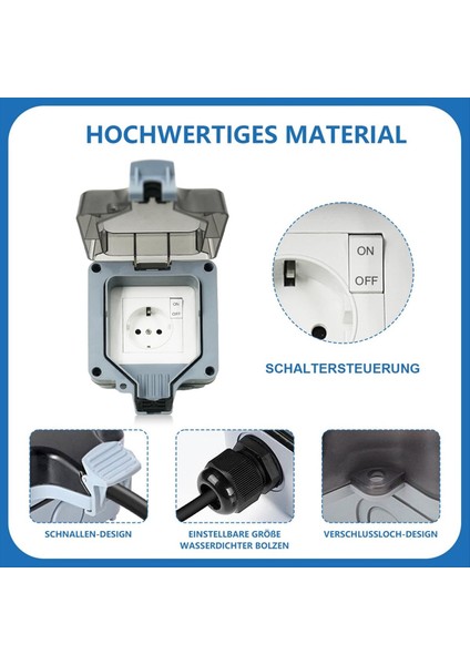 Dış Soket Su Geçirmez Soket 1 Yollu Açık Soket IP66 Anahtar Göstergeli Işık ve Menteşeli Kapak Kilitlenebilir Ab Fişi (Yurt Dışından) modelleri