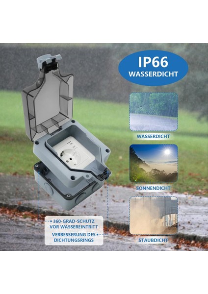 Dış Soket Su Geçirmez Soket 1 Yollu Açık Soket IP66 Anahtar Göstergeli Işık ve Menteşeli Kapak Kilitlenebilir Ab Fişi (Yurt Dışından) fırsatları