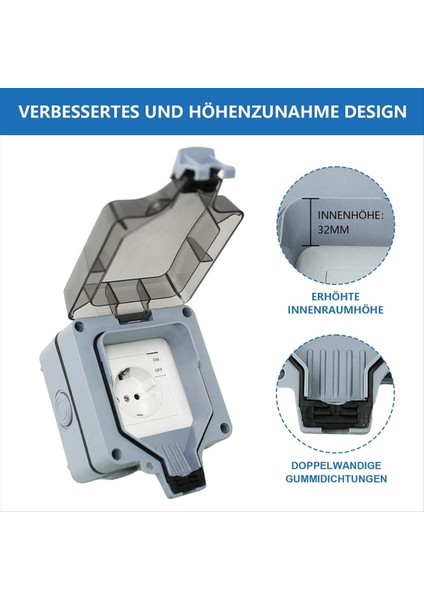 Dış Soket Su Geçirmez Soket 1 Yollu Açık Soket IP66 Anahtar Göstergeli Işık ve Menteşeli Kapak Kilitlenebilir Ab Fişi (Yurt Dışından) indirimleri
