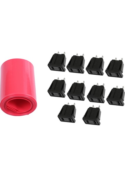 10 x Us Tip Ac Güç Soket Çıkışı Ac 250V 10A &amp 1 Pcs 2m 50MM Genişlik Pvc Isıya Büzülme Sarma Tüpü Kırmızı 2 x 18650 Pil (Yurt Dışından) modelleri