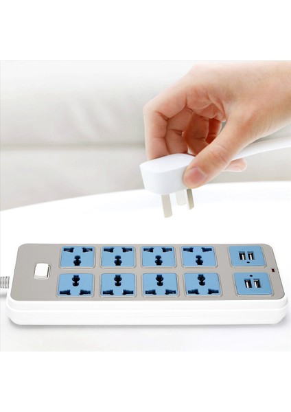 4 USB Soketli 2x Güç Şeridi 3000W Güç 8 Evrensel Soket 6 5 Metrelik Güç Kablosu Ab Fişi (Yurt Dışından) fiyatları