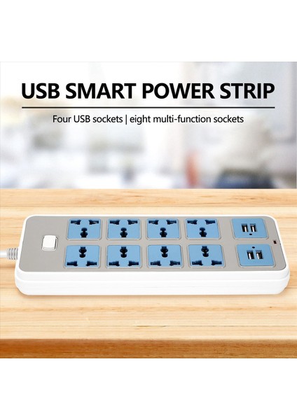 4 USB Soketli 2x Güç Şeridi 3000W Güç 8 Evrensel Soket 6 5 Metrelik Güç Kablosu Ab Fişi (Yurt Dışından) fırsatları