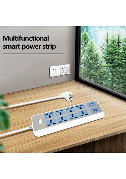 4 USB Soketli 2x Güç Şeridi 3000W Güç 8 Evrensel Soket 6 5 Metrelik Güç Kablosu Ab Fişi (Yurt Dışından) indirimleri