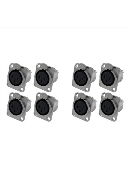Xlr Dişi Jack 3 Pin - Panel Montaj Jakları D Serisi Boyut Xlr -F - 8 Paket (Yurt Dışından)