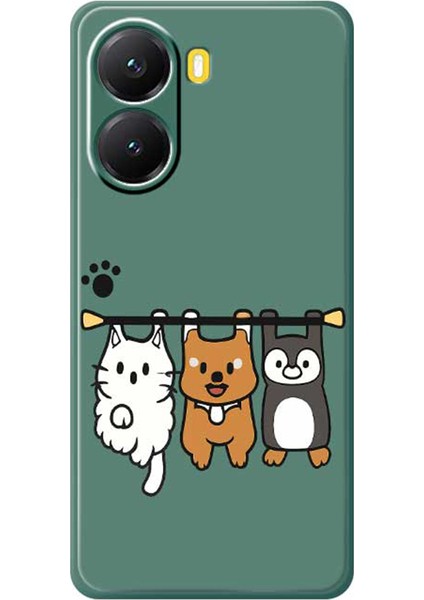 Xiaomi Poco X7 Pro Kılıfı Üç Hayvan Bebek Desenli Baskı Düz ​​kenar Tpu Telefon Arka Kapağı (Yurt Dışından)