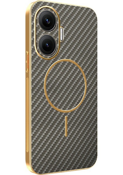 Xiaomi Poco F7 Telefon Kılıfı Karbon Fiber Dokulu Elektrokaplamalı Tpu Arka Kapak (Yurt Dışından)