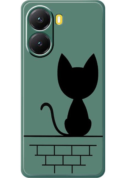 Xiaomi Poco X7 Pro Kılıfı Duvardaki Siyah Kedi Desenli Baskılı Düz ​​kenar Tpu Telefon Arka Kapağı (Yurt Dışından)