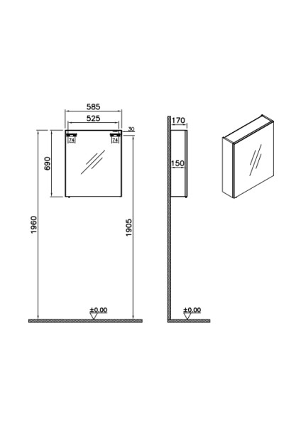Shift T20 Aynalı Banyo Dolabı 81005, 60 Cm, Sağ Kapaklı, Kül Gri, Asma Tip, Yavaş Kapanır indirimleri