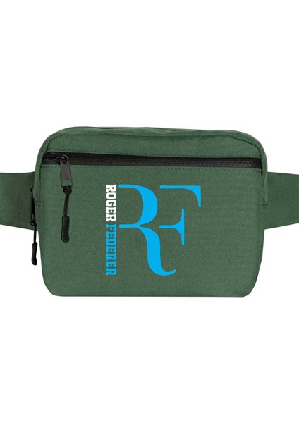 Roger F. Blue Logo Bel Çantası Fermuarlı Yeşil Renk