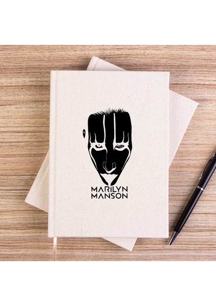 Marilyn Manson Head Çizgisiz Kanvas Defter Çizgisiz
