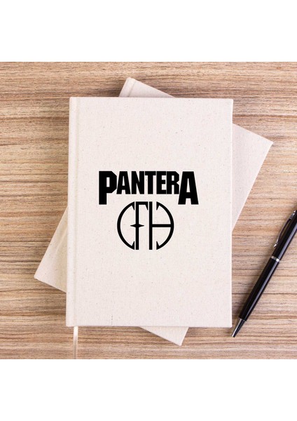 Pantera Logo And Figure Çizgisiz Kanvas Defter Çizgisiz