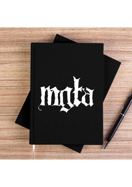 Mgla Logo Siyah Kanvas Defter Çizgisiz