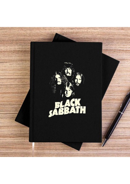 Black Sabbath Siluet Siyah Çizgisiz Kanvas Defter Çizgisiz