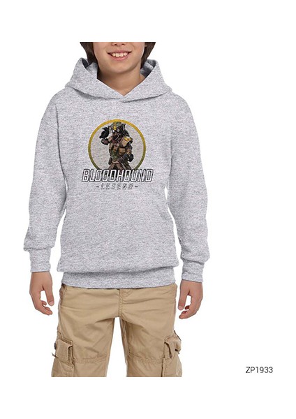 Apex Legends Bloodgound Gri Çocuk Kapşonlu Sweatshirt