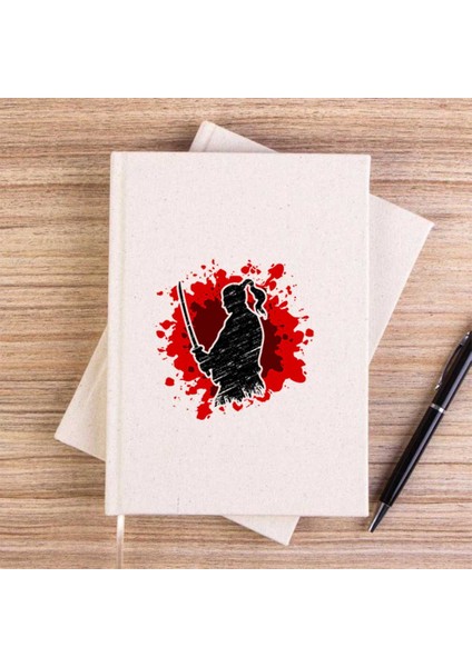 Samurai Öklid Çizgisiz Kanvas Defter Çizgisiz