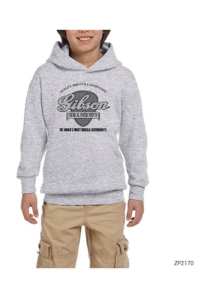 Gibson Gri Çocuk Kapşonlu Sweatshirt