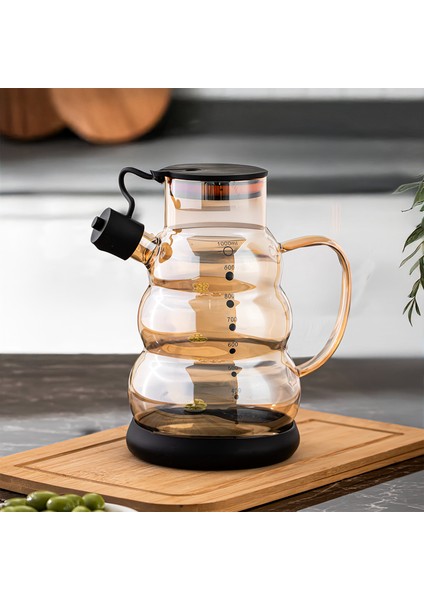 3617-1 Kapaklı Borosilikat Cam Yağlık Sirkelik Yağdanlık 1000ML Siyah fiyatları