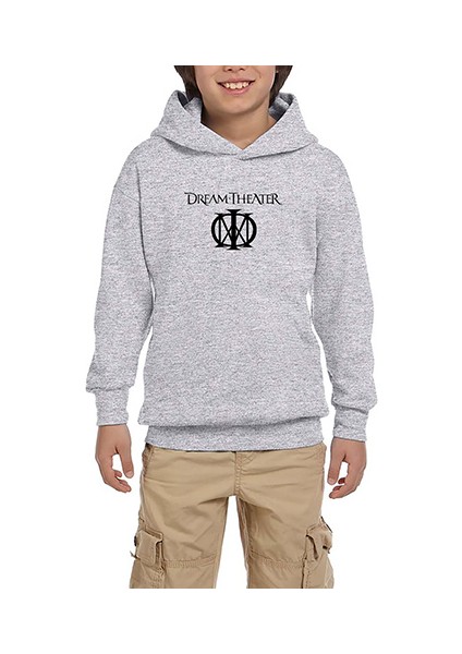 Dream Theater Logo Gri Çocuk Kapşonlu Sweatshirt