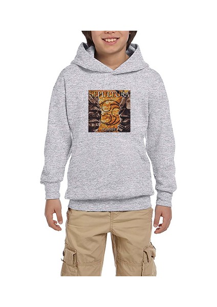 Sepultura Against Gri Çocuk Kapşonlu Sweatshirt