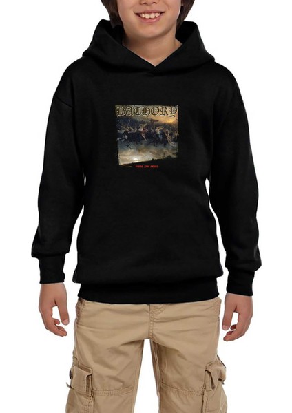 Bathory Blood Fire Death Siyah Çocuk Kapşonlu Sweatshirt