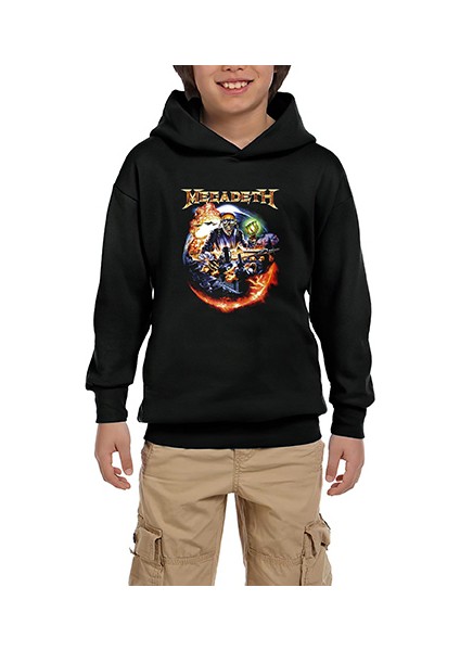 Megadeth Judge Skull Siyah Çocuk Kapşonlu Sweatshirt