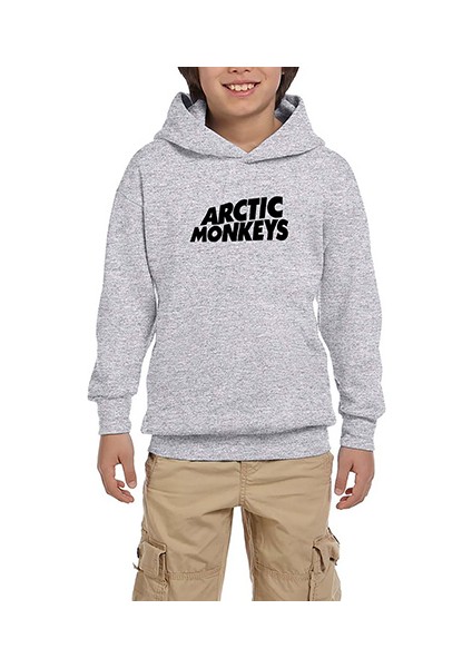 Arctic Monkeys Logo Gri Çocuk Kapşonlu Sweatshirt