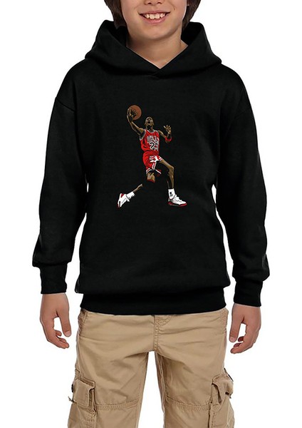 Air Jordn Grafiti Siyah Çocuk Kapşonlu Sweatshirt