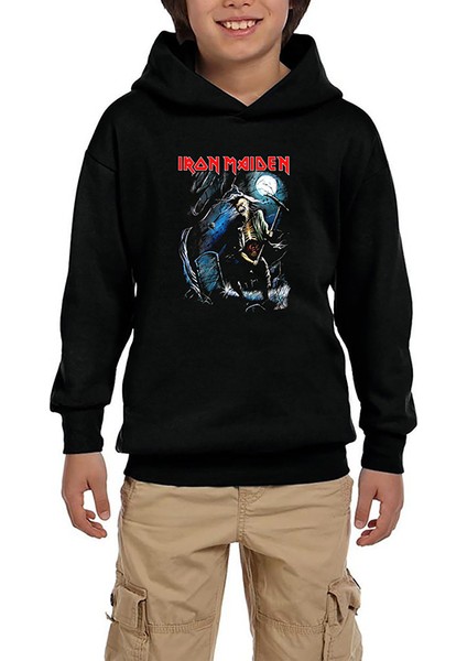 Iron Maiden Benjamin Siyah Çocuk Kapşonlu Sweatshirt