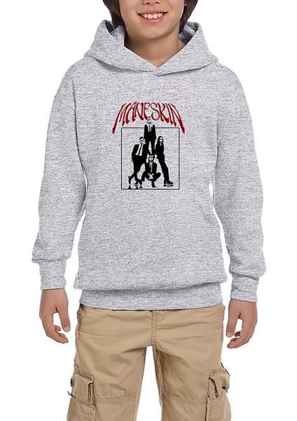 Maneskin Grup Afiş Gri Çocuk Kapşonlu Sweatshirt
